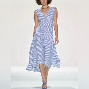 Veronica Beard 'Perrin' Striped Seersucker Maxi Dress, Washed Blue/White.